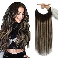 Human Hair Extensions Wire Hair Extensions Balayage Natural Black to Honey Blonde 12 Inch 70g Remy Human Hair Extensions Wire Extensions with Transparent Fish Line