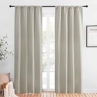 NICETOWN Blackout Curtains for Living Curtains, Room Darkening Window Curtain Panels, Easy-Care Solid Thermal Insulated Draperies/Drapes for Daughter Room (Natural, 2 Panels, 42 by 84)