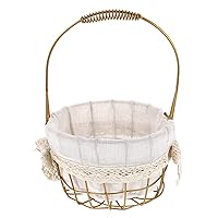 ERINGOGO Vintage Decor Handheld Flower Basket | Iron Flower Basket with Cloth | Wedding Flower Girl Baskets | Petal Basket Candy Storage Basket Home Decor