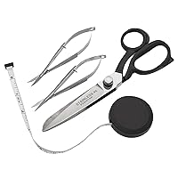Tailor Scissors Kit for Sewing, Dressmaking, Upholstery, Leather Work, Fabric Cutting - Fabric Shears, Garment Measuring Tape, 2 pcs Extra Sharp Micro Scissors for Embroidery, Stitch Cutting, Sewing