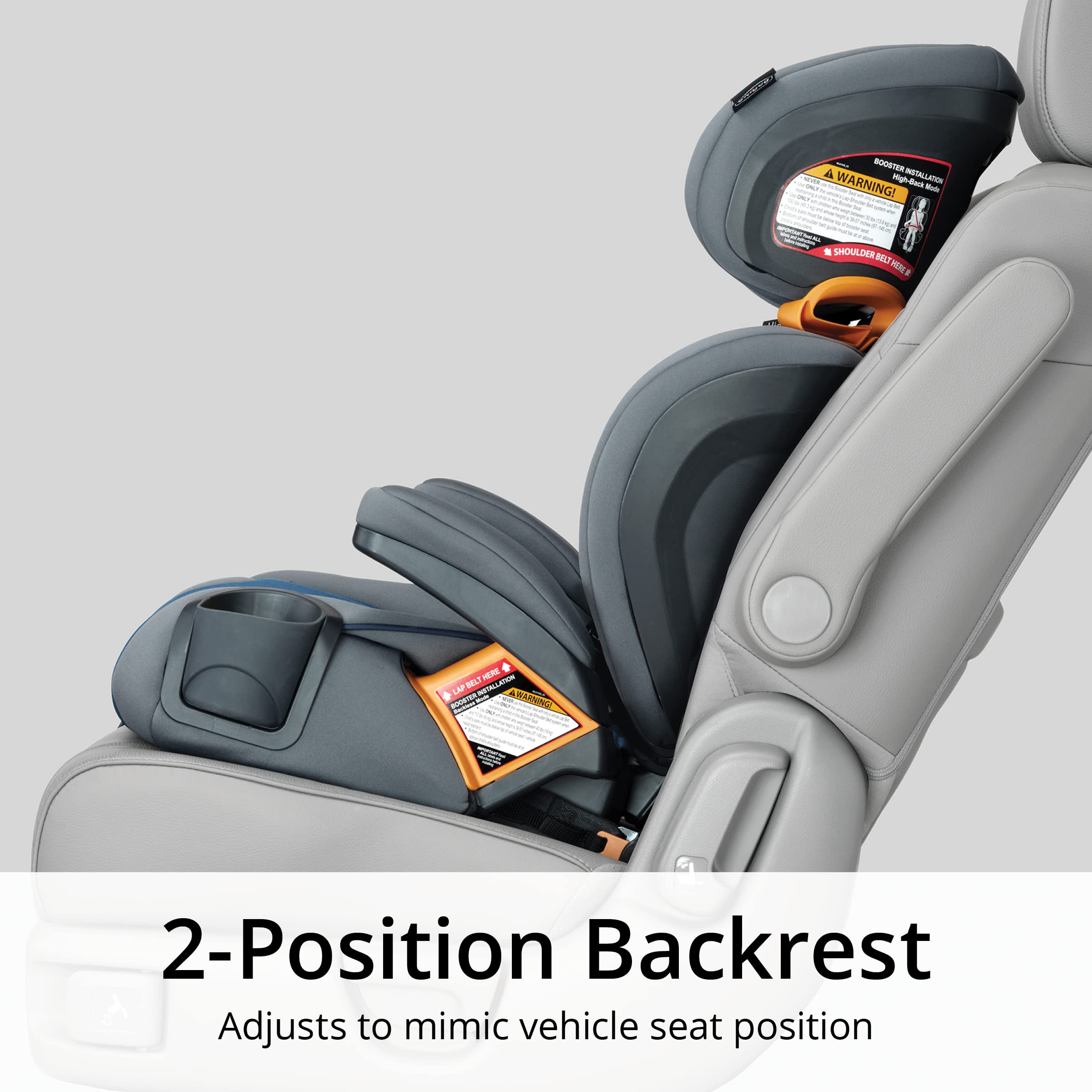 Chicco KidFit Adapt Plus 2-in-1 Belt-Positioning Booster Car Seat, Backless and High Back Booster Seat, for Children Aged 4 Years and up and 40-100 lbs. | Vapor/Grey
