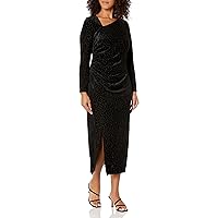 Anne Klein Women's Asymmetrical Neck Ruched Midi Dress