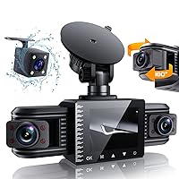T1-pro Dash Cam Front and Rear Inside 3 Channel 1080P, Adjustable Lens Dash Camera for Cars with 8 IR Lamps Night Vision, Three Ways Triple Car Camera, Loop Recording, G-Sensor, Parking Monitor