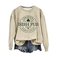 St Patricks Day Shirt Women Long Sleeve Crewneck Sweatshirts Funny St. Patrick's Irish Shamrock Lucky Letter Print Tops