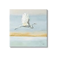Egret Bird Flying Ocean Breeze Canvas Wall Art, Design by Julia Purinton