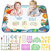 bemece Water Doodle Mat, Aqua Painting Drawing Mat, Mess Free Learning Toy Mat Early Education Gifts for Kids ChildrenToddlers Aged 3 4 5 6 7 Years Old