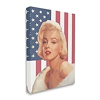Stupell Industries Vintage Americana Icon Marilyn Over US Flag, Designed by Chris Consani Canvas Wall Art, 24 x 30, Red
