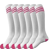 juDanzy 3 Pairs of Knee High Boys or Girls Stripe Team Tube Socks for Soccer, Basketball, baseball and Everyday Wear