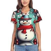 Merry Christmas Day Women's T-Shirts Collection,Classic V-Neck, Flowy Tops and Blouses, Short Sleeve Summer Shirts,Most Women