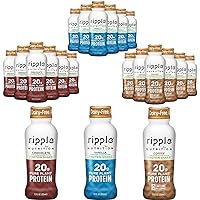 Ripple Vegan Protein Shake, Chocolate 12 Fl Oz (12 Pack) & Vanilla (12 Pack) & Coffee (12 Pack) | 36 Pack