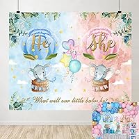 Elephant Gender Reveal Backdrop Boy or Girl What Will Our Little Baby Be He or She Photography Background Pink or Blue Balloon Pregnancy Reveal Baby Shower Party Banner 10x8ft