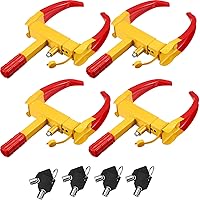 4 Pcs Wheel Lock for Cars, Heavy Duty Trailer Wheel Lock Universal Security Tire Lock Anti Theft Lock for Vehicles Boot SUV ATV Boat Motorcycle Golf Cart Deterrent Bright Color