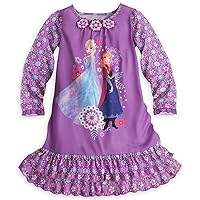 Disney Store Frozen Elsa/Anna Long Sleeve Nightgown Nightshirt Size Medium 7/8 Purple