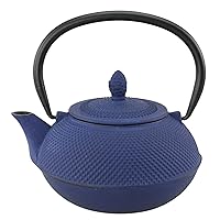 Creative Home Kyusu 30 oz. Cast Iron Tea Pot with Removable Stainless Steel Infuser Basket, Blue