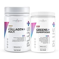 Livingood Daily Collagen & Greens Bundle - Gut Health Supplements - Super Greens and Collagen Powder Plus Vitamins