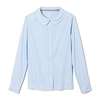 French Toast Girls' Long Sleeve Woven Shirt with Peter Pan Collar (Standard & Plus)