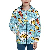 Mexican Tacos Food Youth Zip Hoodie,Boys Girls Casual Sport Hooded Sweatshirt Fashion Hooded Jacket