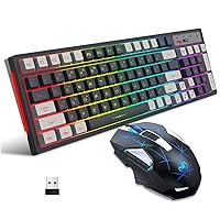 HUIOP L99 2.4G Wireless Rechargeable Keyboard Mouse Combo 96 Keys RGB Membrane Keyboard Colorful Backlight Gaming Mouse Set,Combo