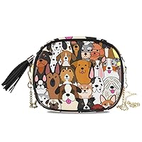 ALAZA PU Leather Small Crossbody Bag Purse Wallet Cute Doodle Dog Print Animal Cell Phone Bags with Adjustable Chain Strap & Multi Pocket