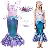 Tacobear Little Mermaid Dress for Girls Princess Dress Up Costume Halloween Outfit with Accessory Ariel Costume for Girl Kid