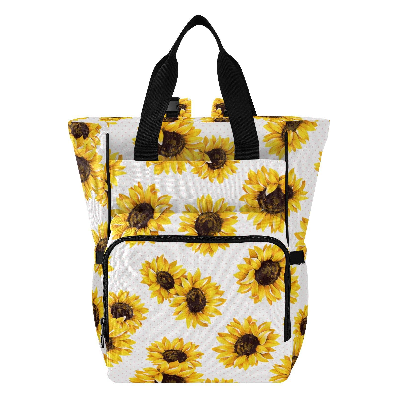 innewgogo Sunflowers Diaper Bag Backpack for Baby Girl Boy Large Capacity Baby Changing Totes with Three Pockets Multifunction Maternity Travel Bag for Playing Shopping Travelling