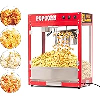 Popcorn Machine for Movie Night, 8OZ Popcorn Popper Machine with 10 PACK Popcorn Buckets, Poppers Machine Maker for 60 Cups for Batch, Old Fashion Popcorn Machine Movie Theater Style