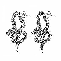 HZMAN Retro Dragon Earrings for Men Women Stainless Steel Gothic Punk Piercing Splicing Dragon Head Stud Earring Party Jewelry Gift