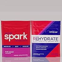 AdvoCare Energized Hydration Bundle Spark Vitamin & Amino Acid Supplement Rehydrate Electrolyte Drink Mix - Fruit Punch - 28 Total Stick Packs