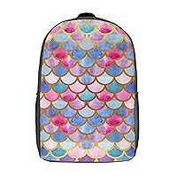 Watercolor Mermaid Scales 17 Inches Unisex Laptop Backpack Lightweight Shoulder Bag Travel Daypack