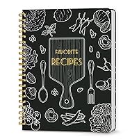 LuBudingJoy Blank Recipe Notebook to Write in Your Own Recipes, Full Page Sprial Hardcover Personal Recipe Organise, Recipe Journal Hold 140 Recipes (Black)