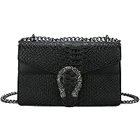 KOPNUR Women's Snake Print Crossbody Shoulder Bag PU Leather Satchel Chain Purse Evening Clutch Handbag