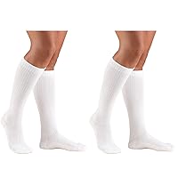 Truform 1963 Compression Socks, 10-20 mmHg, Ladies Gym Socks, Knee High Over Calf Length, Tan, Large (Pack of 2)