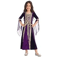 TiaoBug Kids Girls Halloween Costume Medieval Princess Fancy Dress Up Renaissance Vintage Dress Fairy Gothic Gown