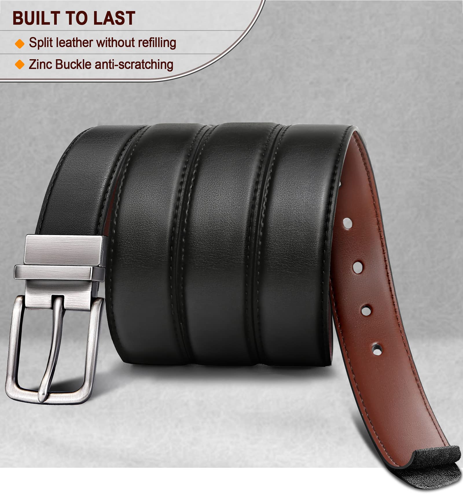 BULLIANT Men's Belt,Reversible Belt 1.25