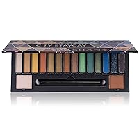SHANY City Staycay 16-Color Eyeshadow Palette - 16 Highly-Pigmented and Long-Lasting Eye Makeup Shades with Dual-Sided Brush and Built-In Mirror (SH-0016-B)