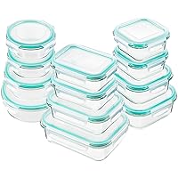 Glass Food Storage Containers with Lids, [24 Piece] Meal Prep, Airtight Bento Boxes, BPA Free & Leak Proof (12 lids & 12 Containers) - Blue
