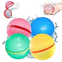 SOPPYCID Water-Balloons,Summer-Pool-Beach-Toys-Water,Quick-Fill-Splash-Balls Silicone Latex-Free with Mesh Bag,Self-Sealing Water Bomb Game for Kids 3-12 year Adult Outdoor Fun Activities(4Pcs)