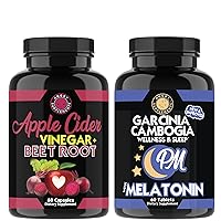 Angry Supplements AM to PM Bundle, Apple Cider Vinegar + Beet Root 60ct Capsules + Garcinina Cambogia PM 60ct Tablets