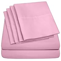 Queen Sheets Pink - 6 Piece 1500 Supreme Collection Fine Brushed Microfiber Deep Pocket Queen Sheet Set Bedding - 2 Extra Pillow Cases, Great Value, Queen, Pink