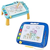 SGILE Kids Boys Girls Toys Gifts, Large Magnetic Drawing Board(Blue) Bundle with Etch Sketch Drawing Table(Blue)