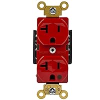 ENERLITES Hospital Grade Outlet, Industrial Grade Duplex Receptacle, Heavy-Duty Straight Blade Devices, 20A 125VAC, 5-20R, 62020-R, Red