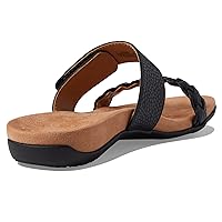 Vionic Women's Rest Jeanne Leather Woven Band Slide Sandal- Supportive Casual Adjustable Sandals That Include Three-Zone Comfort with Orthotic Insole Arch Support, Medium and Wide Fit, Sizes 5-11