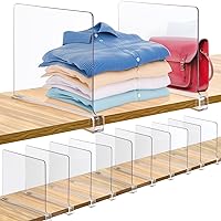 Acrylic Shelf Dividers, 12 Pack Clear Shelf Divider for Closets, Plastic Shelve Divider for Clothes Purses Separators, Wood Shelves Organizer for Bedroom, Kitchen, Office, Cabinets, Bathroom