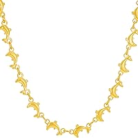 LIFETIME JEWELRY Dolphin Link Chain Necklace for Women and Men 24k Gold Plated