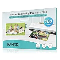 Laminating Sheets, PANDRI 100 Pack Thermal Laminating Pouches Holds 11 x 17 Inch, 3 Mil Plastic Laminator Paper 11.5 x 17.5 Inch, Clear Round Corner