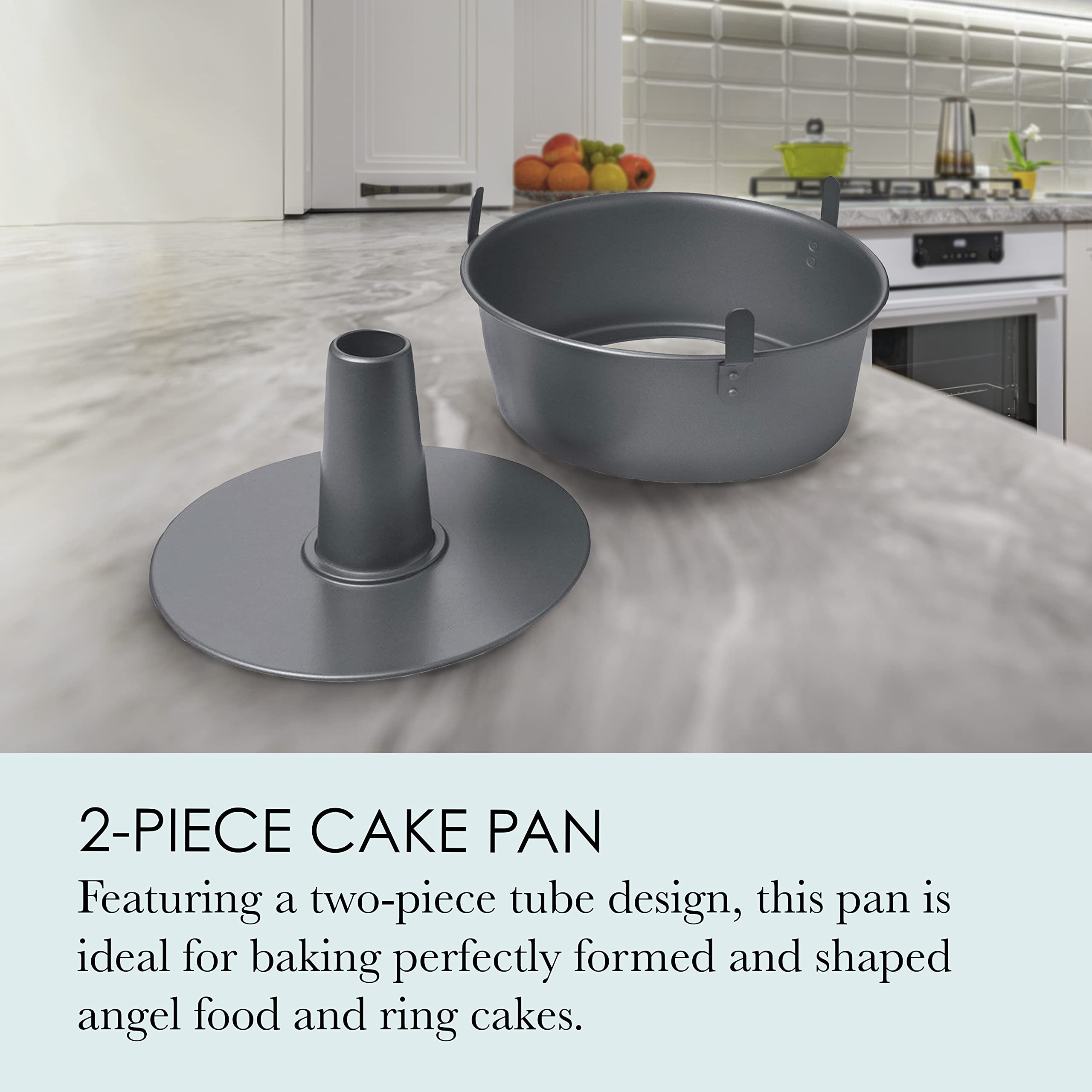 Chicago Metallic Professional 2-Piece 9.5-Inch Angel Food Cake Pan with Feet, 9.5