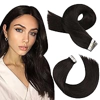 Moresoo Invisible Tape in Hair Extensions Brown Human Hair Tape in Extensions Darkest Brown Hair Tape in Extensions Real Human Hair Remy Hair Extensions Tape in 18 Inch #2 20Pcs 50G