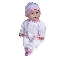 JC Toys La Baby Caucasian 16-inch Small Soft Body Baby Doll La Baby | Washable |Removable White and Pink Outfit w/Hat, Pacifier & Magic Bottle | for Children 12 Months +