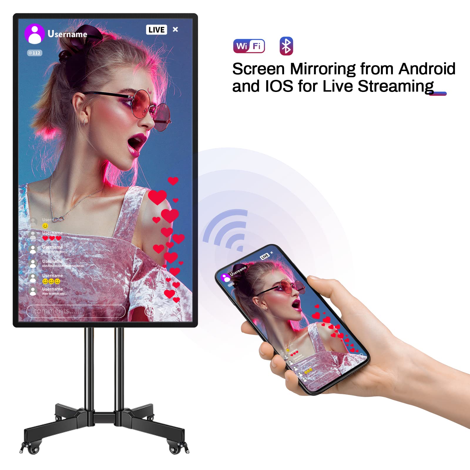 JYXOIHUB Smart Board, 49 Inch Digital Electronic Whiteboard and Smartboard for Classroom, Screen Mirroring from for Live Streaming, Digital Signage Displays and Player for Advertising(Board Only)