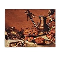 Kitchen Wall Art Pottery Crab Bread and Fruit Table Wall Art Gourmet Wall Art Canvas Art Poster Wall Art Picture Print Modern Family Bedroom Decor 12x16inch(30x40cm) Unframe-Style